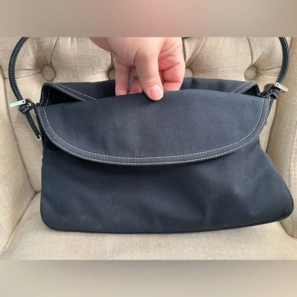 Fendi Navy Blue Fold-Over Baguette Bag - Picture 8 of 15